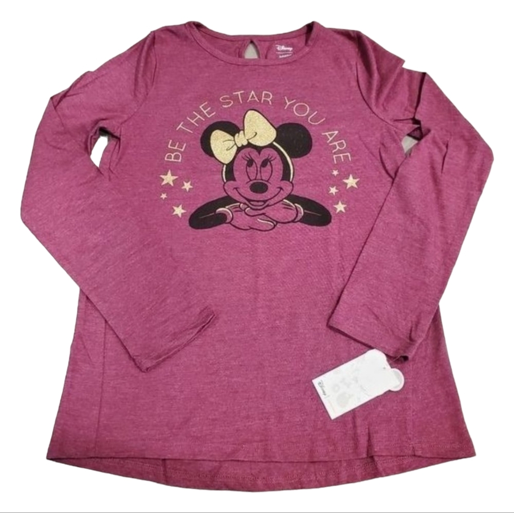 Disney Girls Purple Minnie Mouse Long Sleeve Shirt Size 12